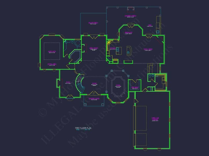 Elegant CAD house Plans: 2-Story 5-Bedroom Luxury Blueprint