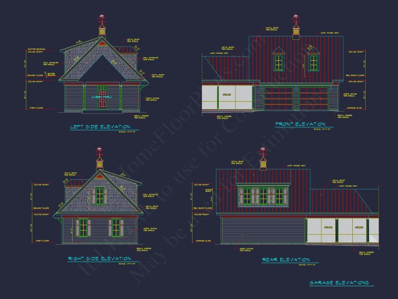 Elegant Cape Cod house Plan with 2 Stories & 6 Bedrooms