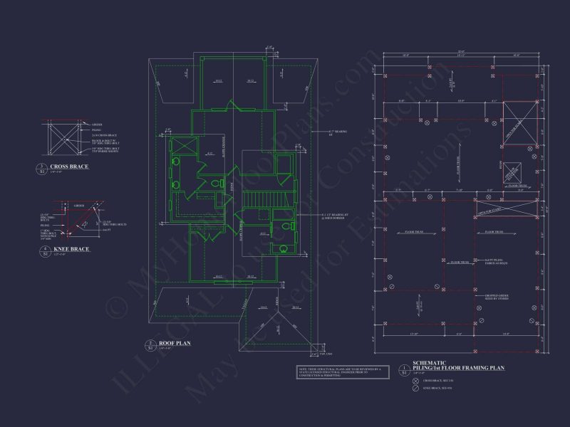 Elegant Coastal house Floor Plan with CAD Architecture Designs