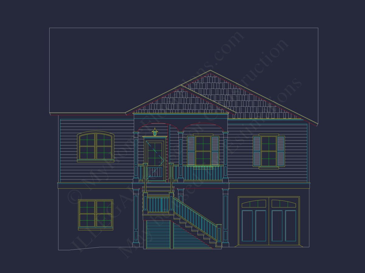 Elegant Coastal house Floor Plan with Detailed CAD Designs