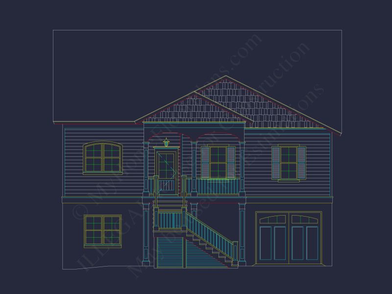 Elegant Coastal house Floor Plan with Detailed CAD Designs