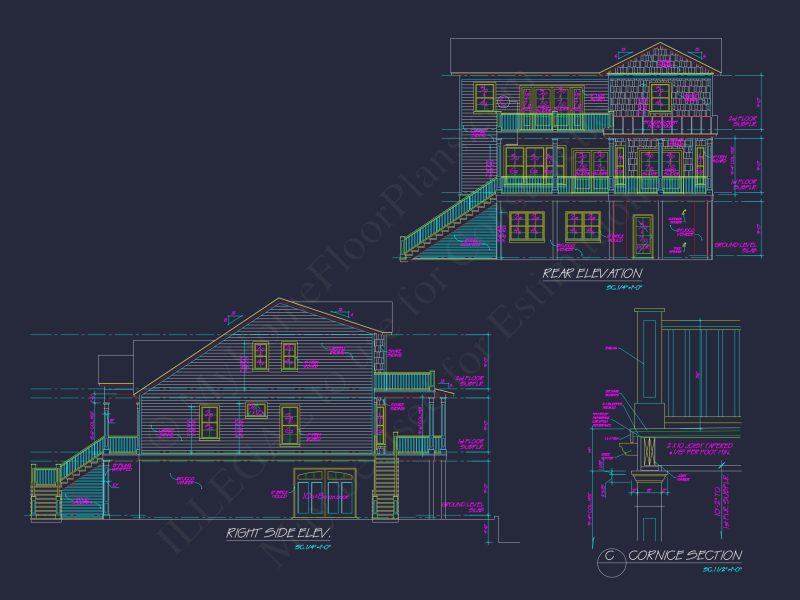Elegant Coastal house Floor Plan with Detailed CAD Designs