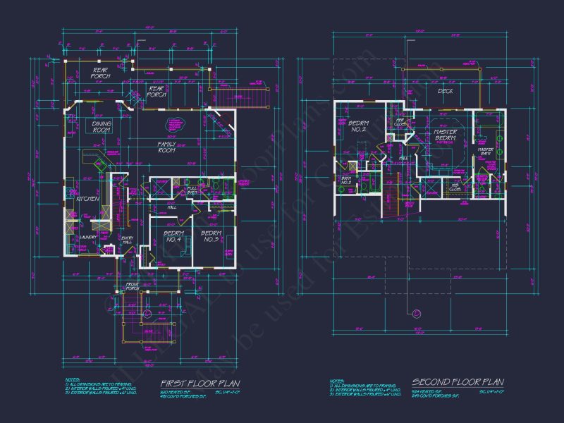 Elegant Coastal house Floor Plan with Detailed CAD Designs
