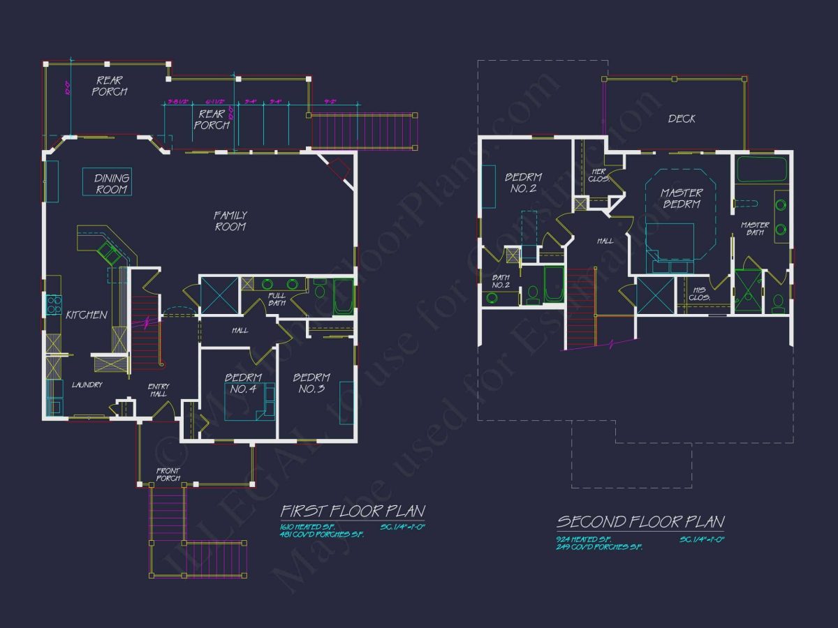 Elegant Coastal house Floor Plan with Detailed CAD Designs