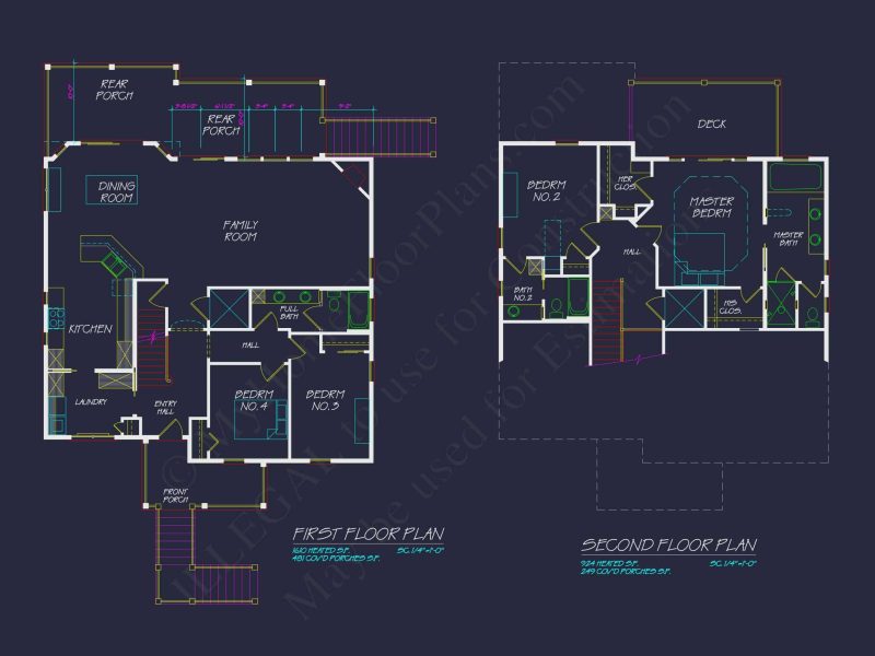 Elegant Coastal house Floor Plan with Detailed CAD Designs