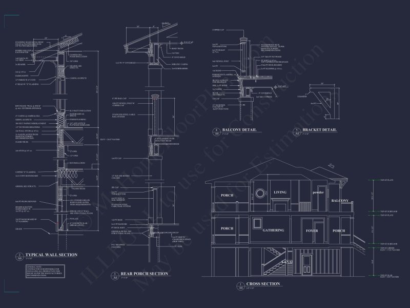 Elegant Coastal house Plan with CAD Blueprint & Designs