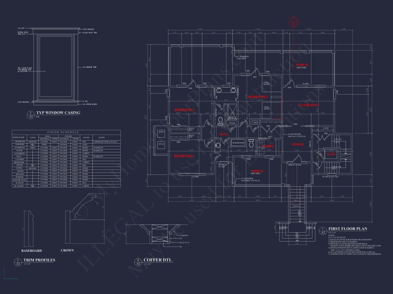 Elegant Coastal house Plan with CAD Blueprint & Designs