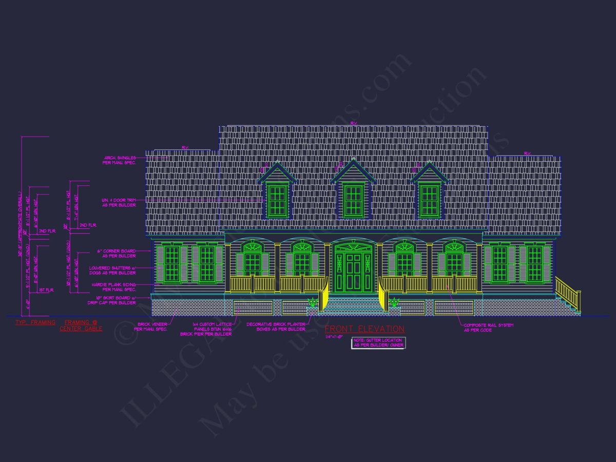 Elegant Colonial Revival house Plan with CAD Designs and Floor Plans