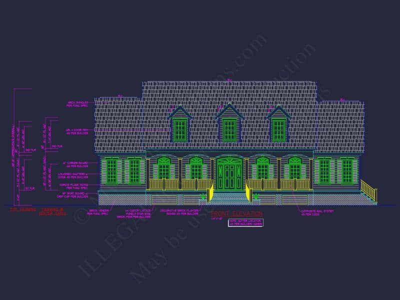 Elegant Colonial Revival house Plan with CAD Designs and Floor Plans