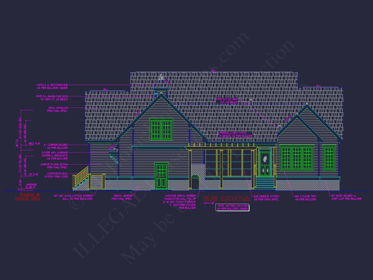 Elegant Colonial Revival house Plan with CAD Designs and Floor Plans