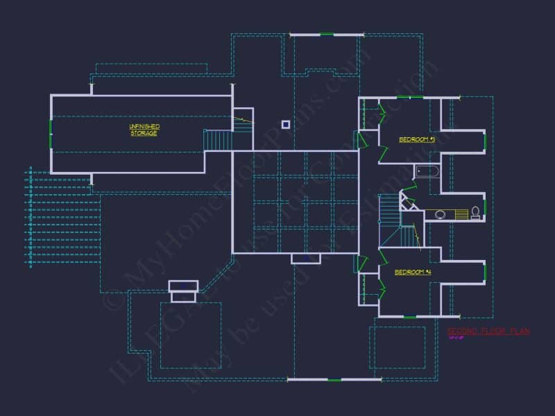 Elegant Colonial Revival house Plan with CAD Designs and Floor Plans