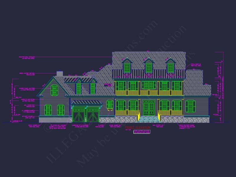 Elegant Colonial Revival house Plan with Detailed Floor Designs