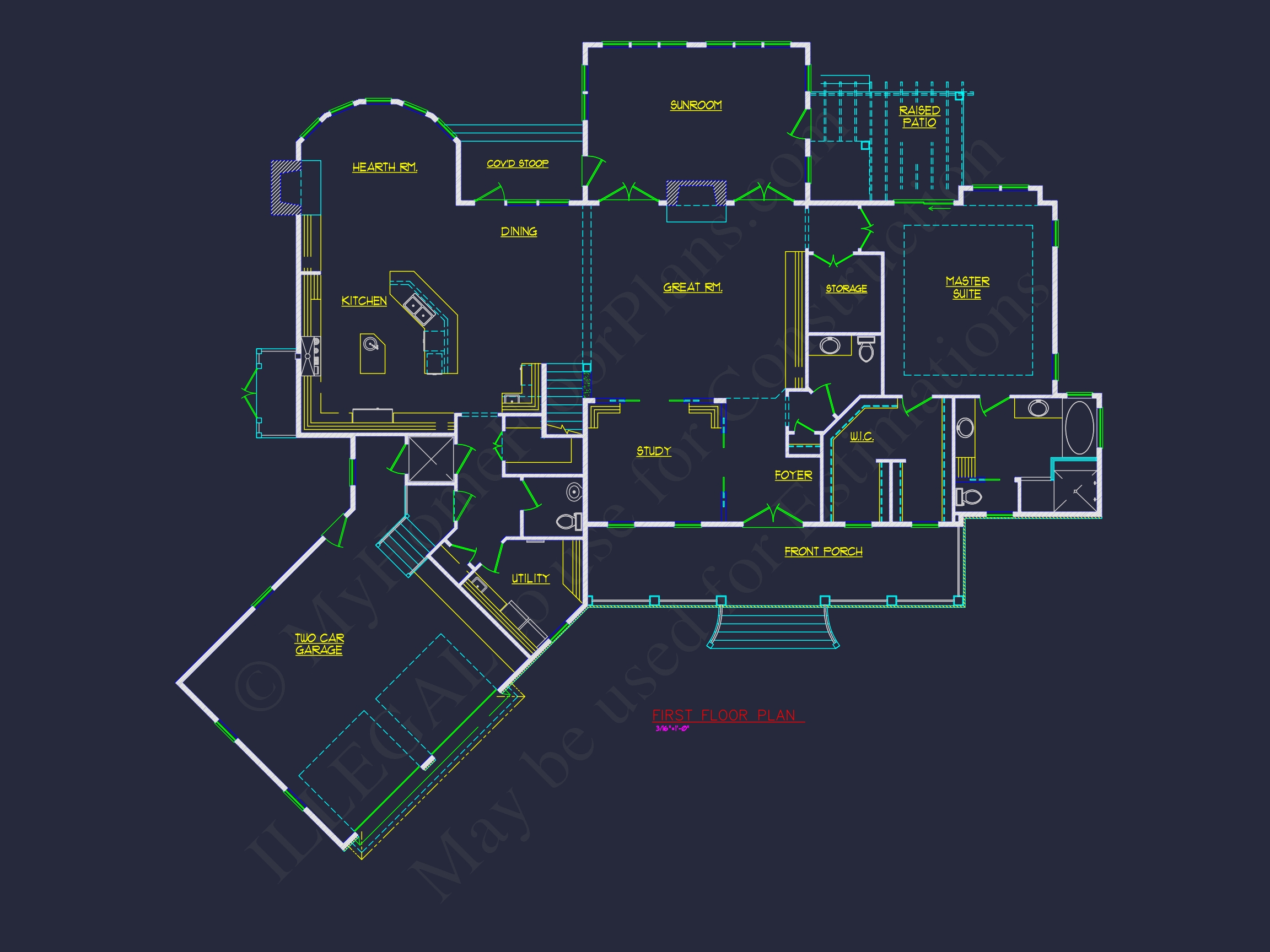 Elegant Colonial Revival Home Plan with Detailed Floor Designs