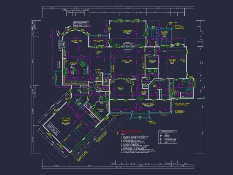 Elegant Colonial Revival house Plan with Detailed Floor Designs