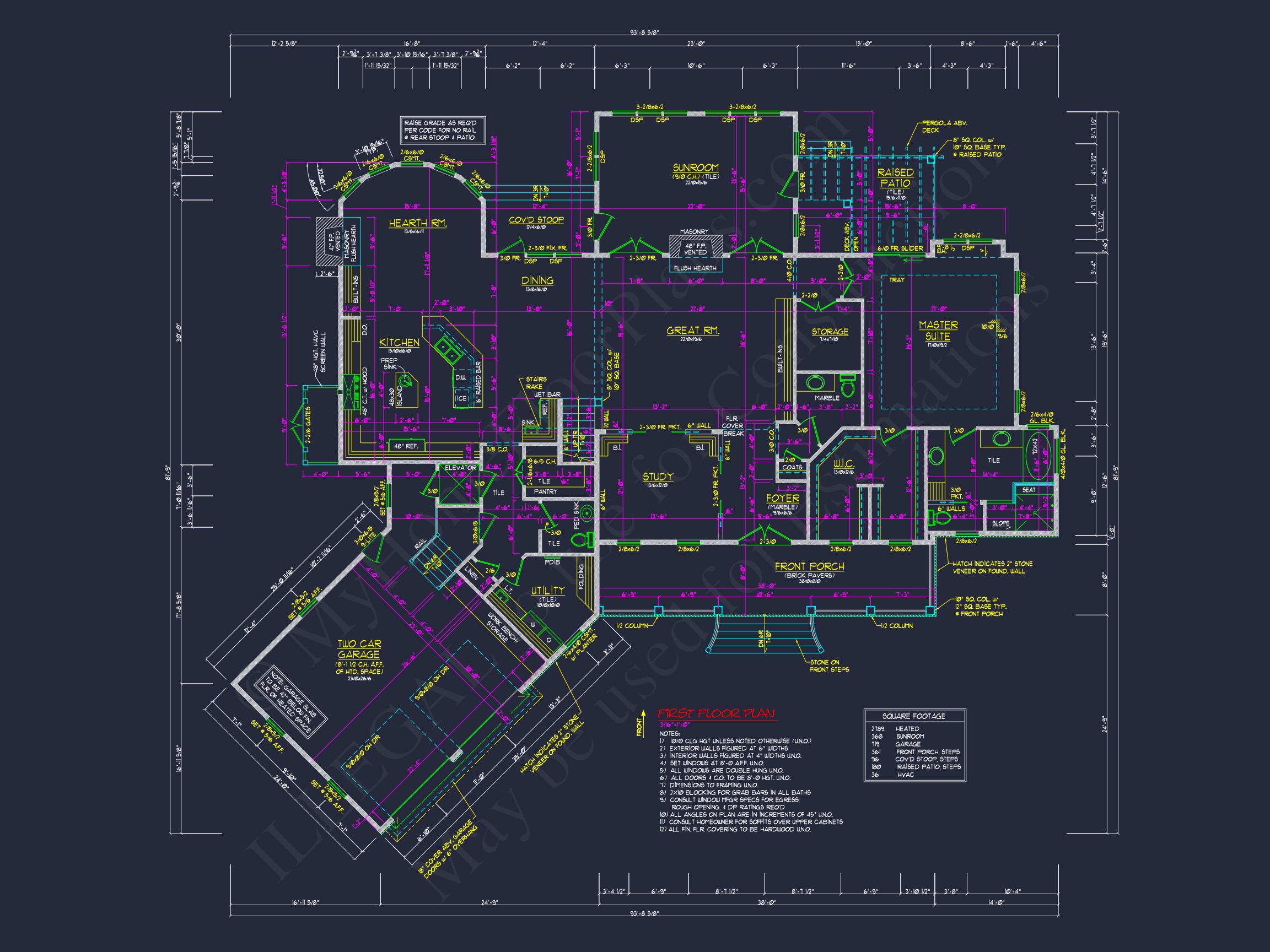 Elegant Colonial Revival Home Plan with Detailed Floor Designs