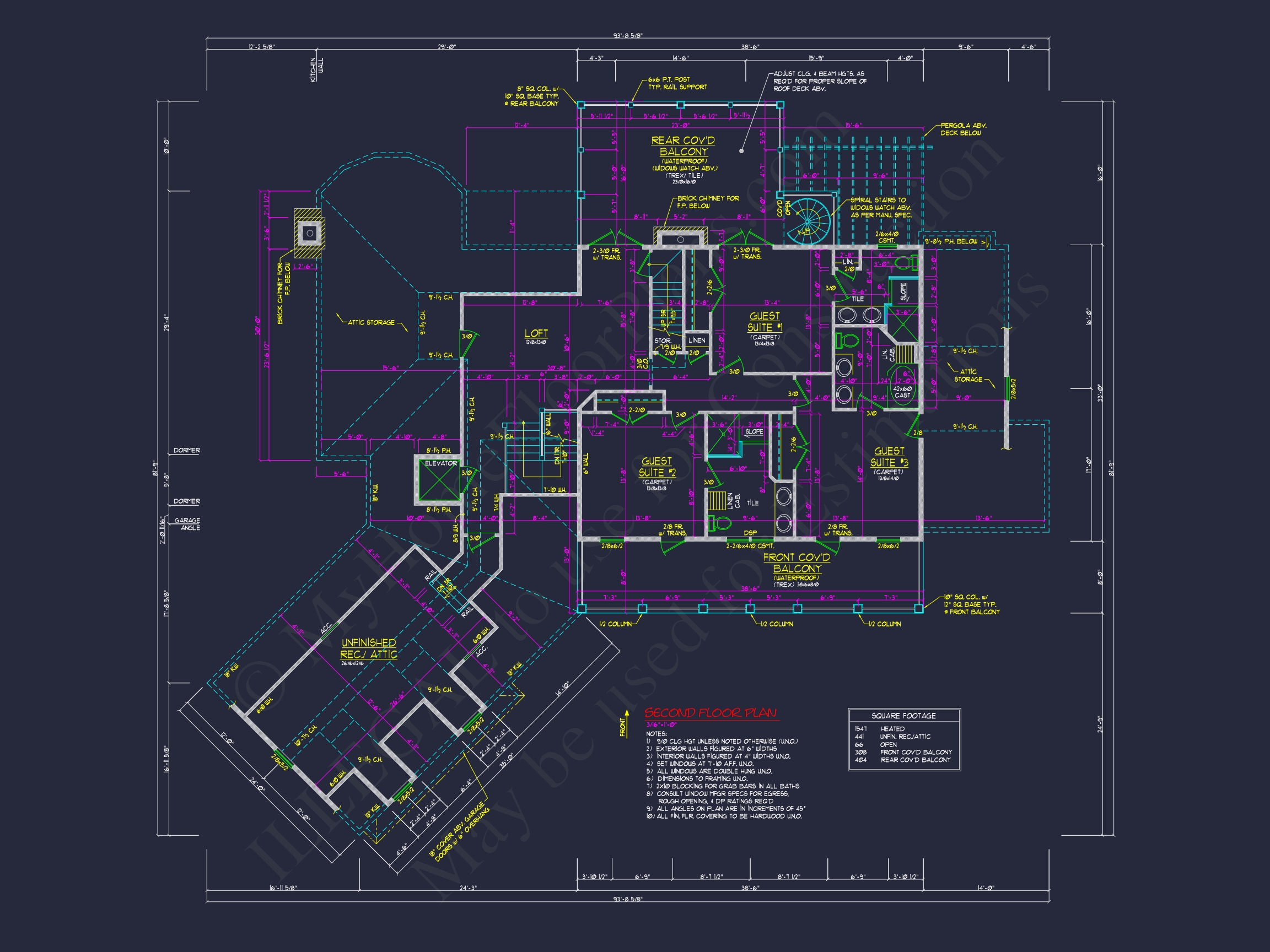 Elegant Colonial Revival Home Plan with Detailed Floor Designs