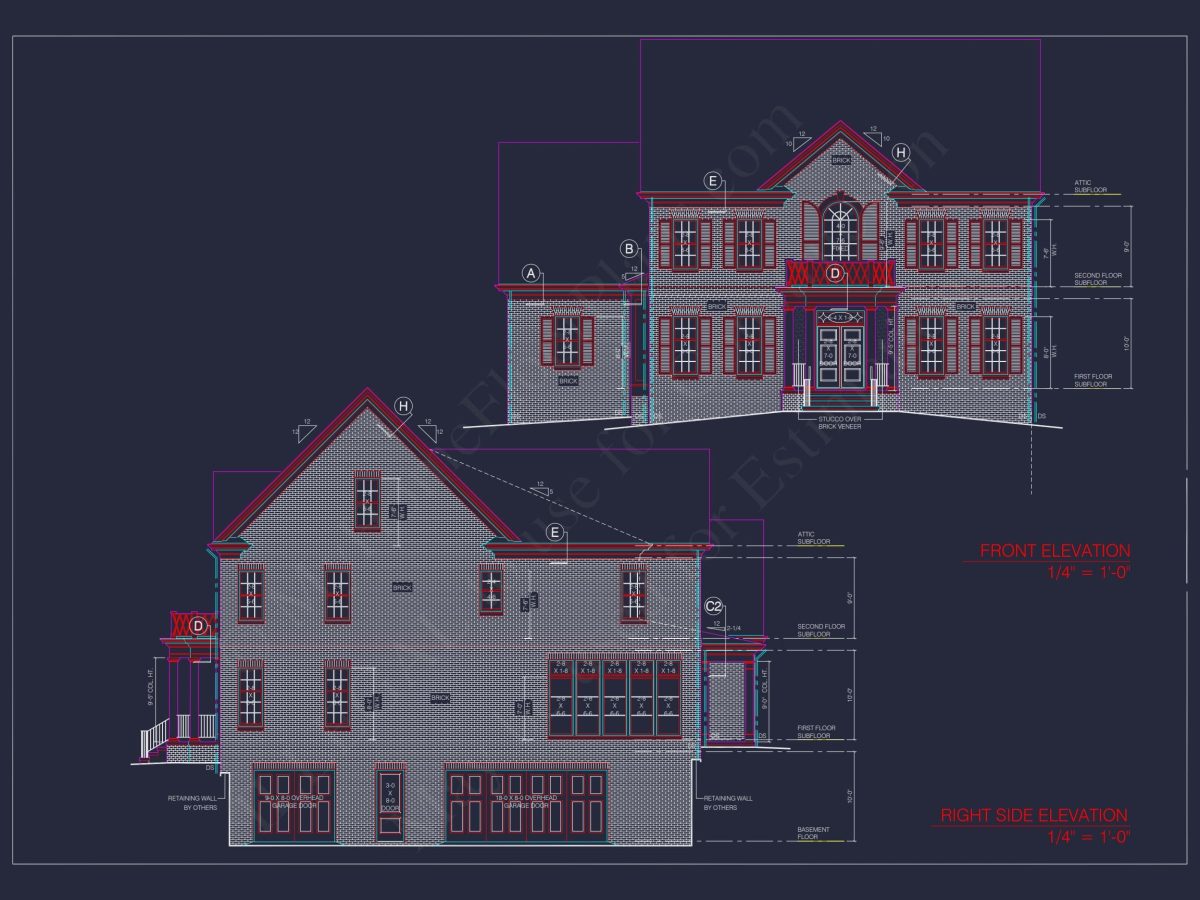 Elegant house Blueprint with 3.5 Floors & CAD Designs