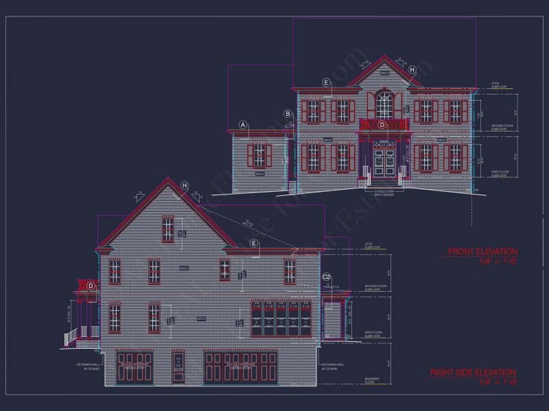 Elegant house Blueprint with 3.5 Floors & CAD Designs