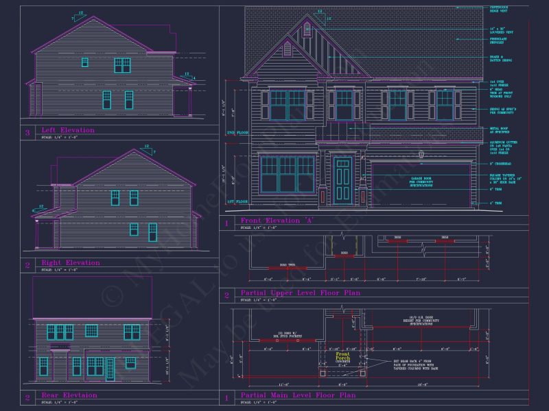 Elegant house Blueprint with 4 Beds & 3 Baths – CAD Designs