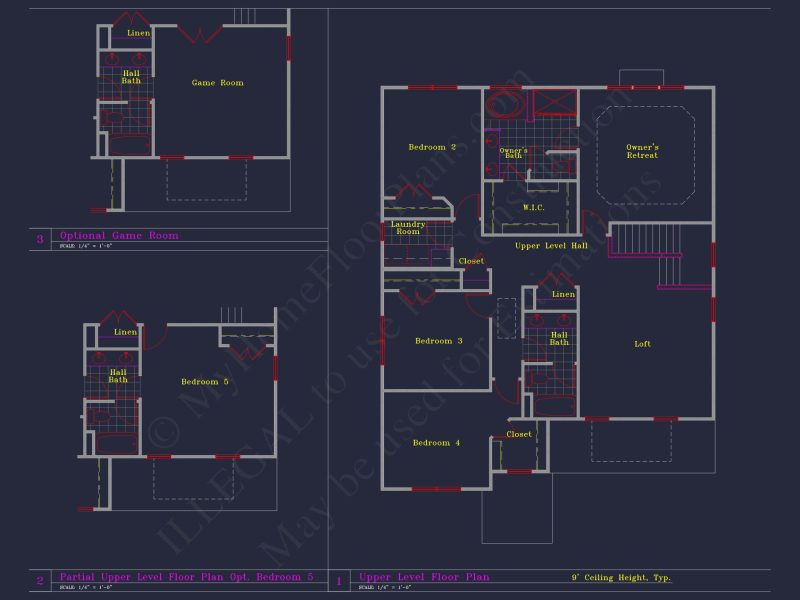 Elegant house Blueprint with 4 Beds & 3 Baths – CAD Designs
