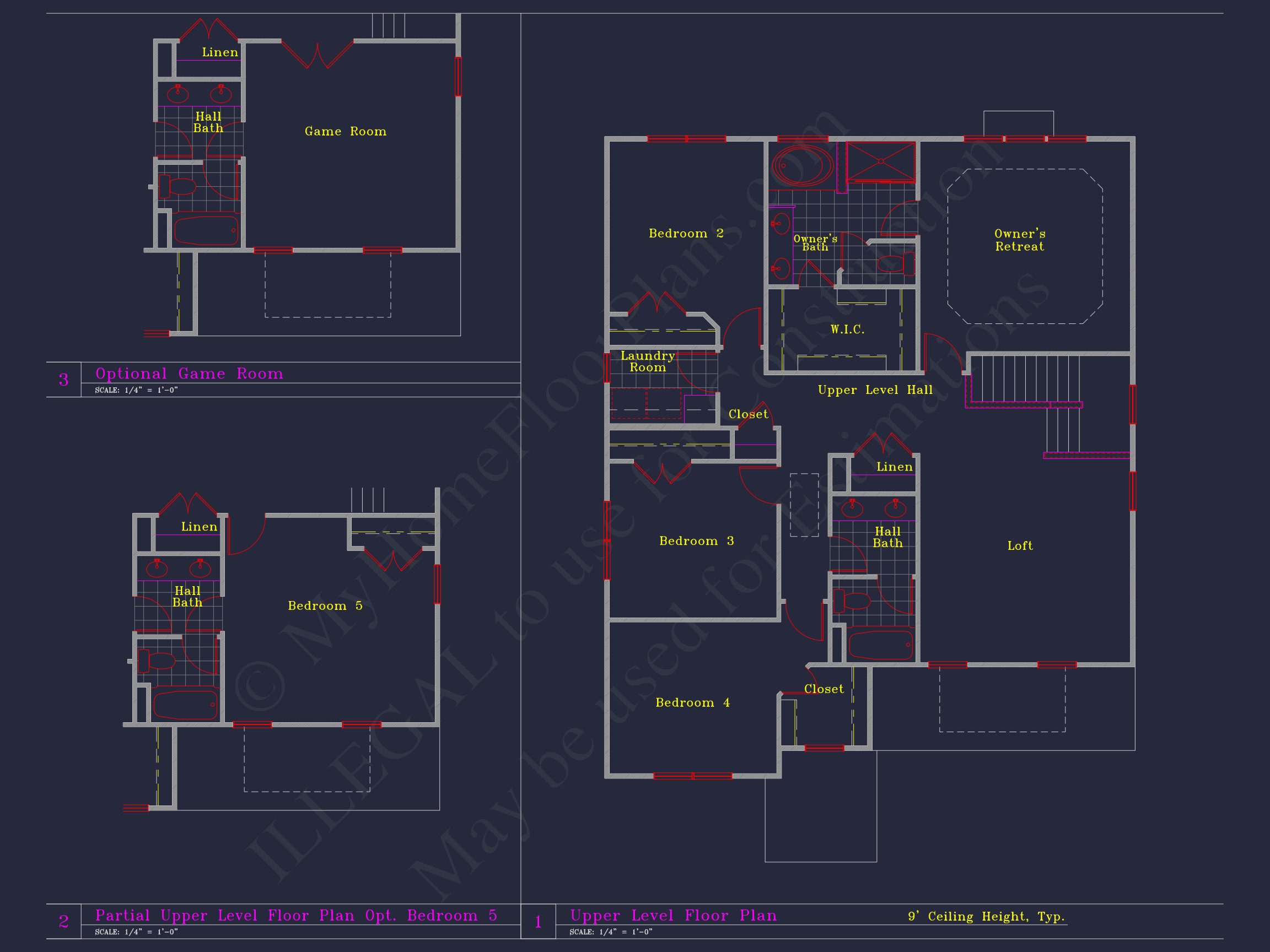 Elegant house Blueprint with 4 Beds & 3 Baths – CAD Designs