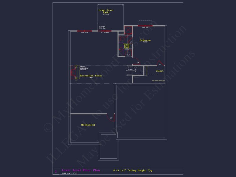 Elegant house Blueprint with 4 Beds & 3 Baths – CAD Designs