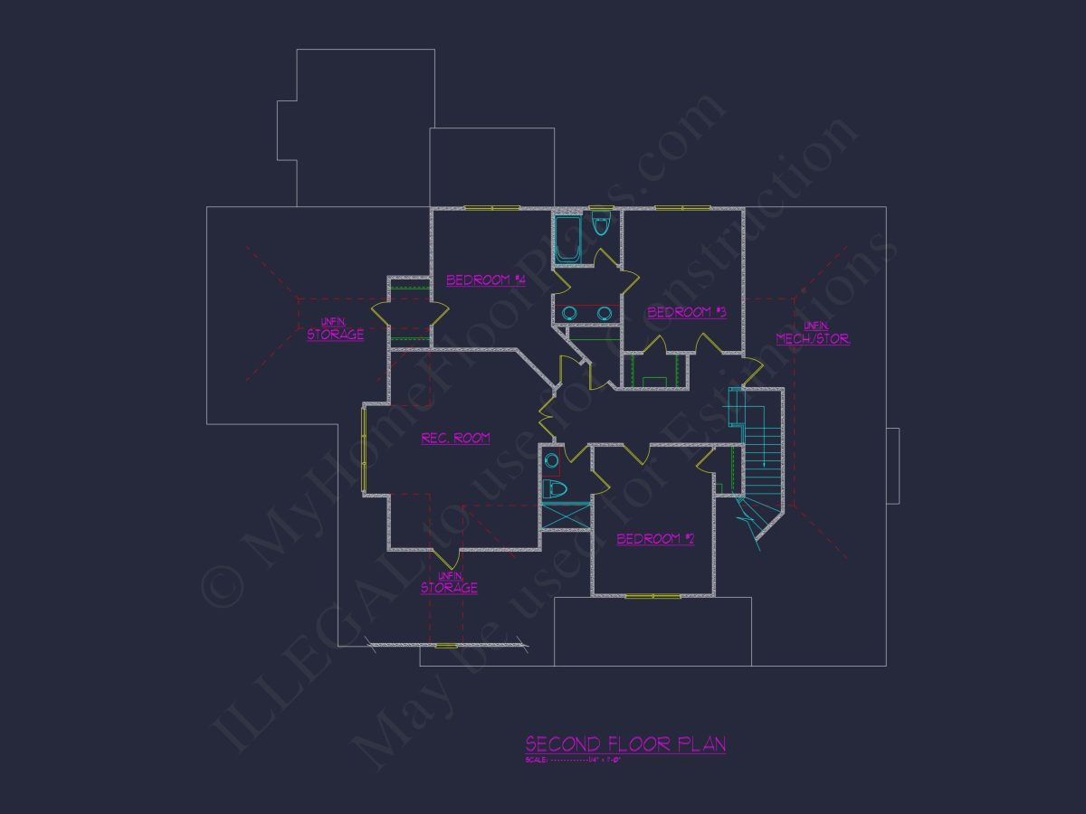 Elegant house Blueprint with Open Floor Plan and CAD Design