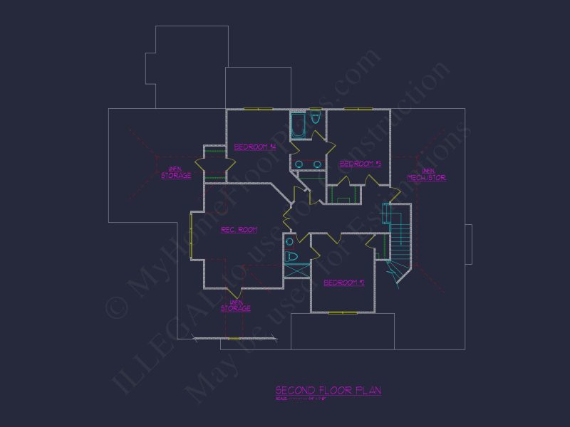 Elegant house Blueprint with Open Floor Plan and CAD Design
