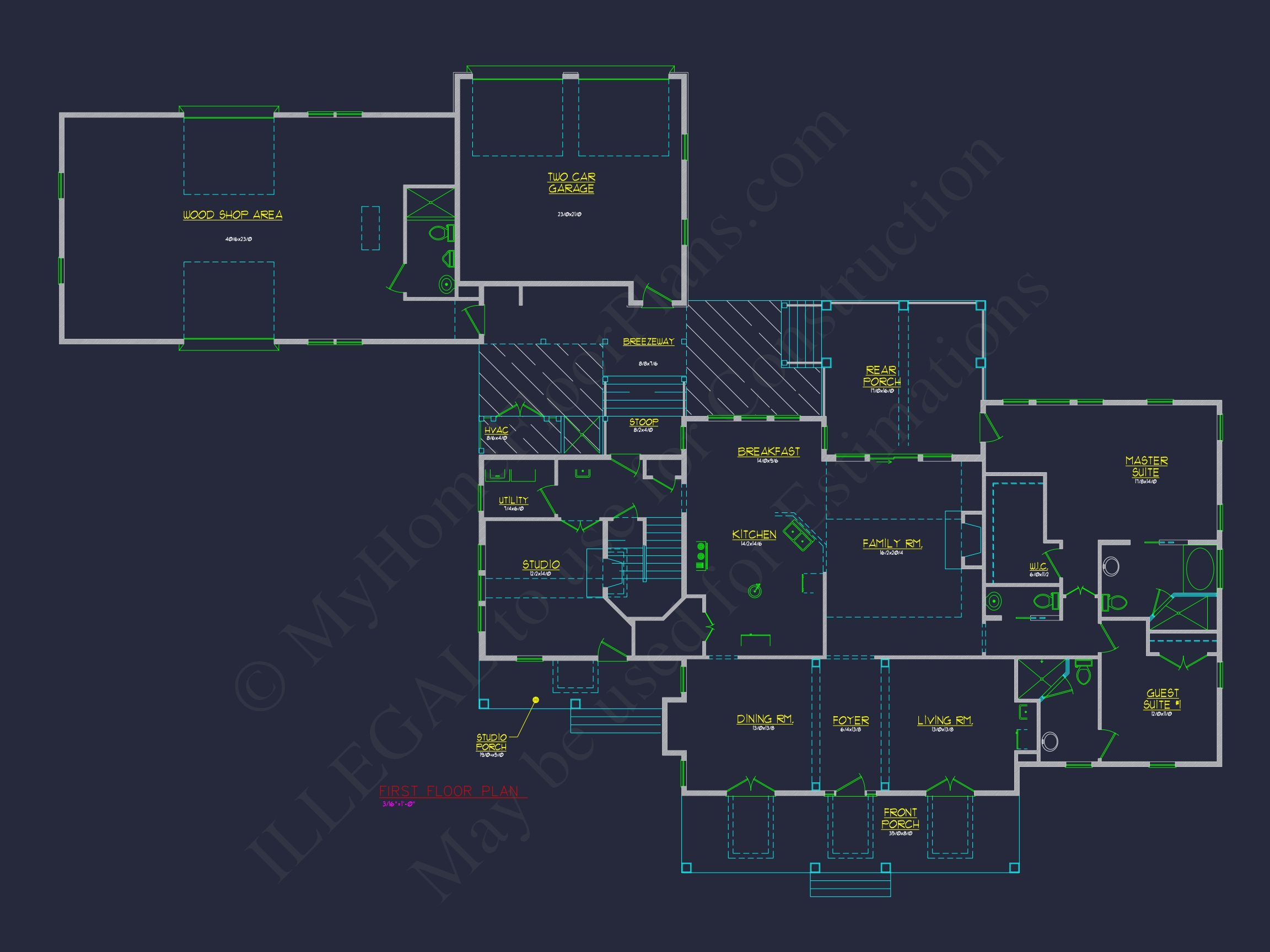 Elegant Home Blueprint with Spacious Floor Plan Designs