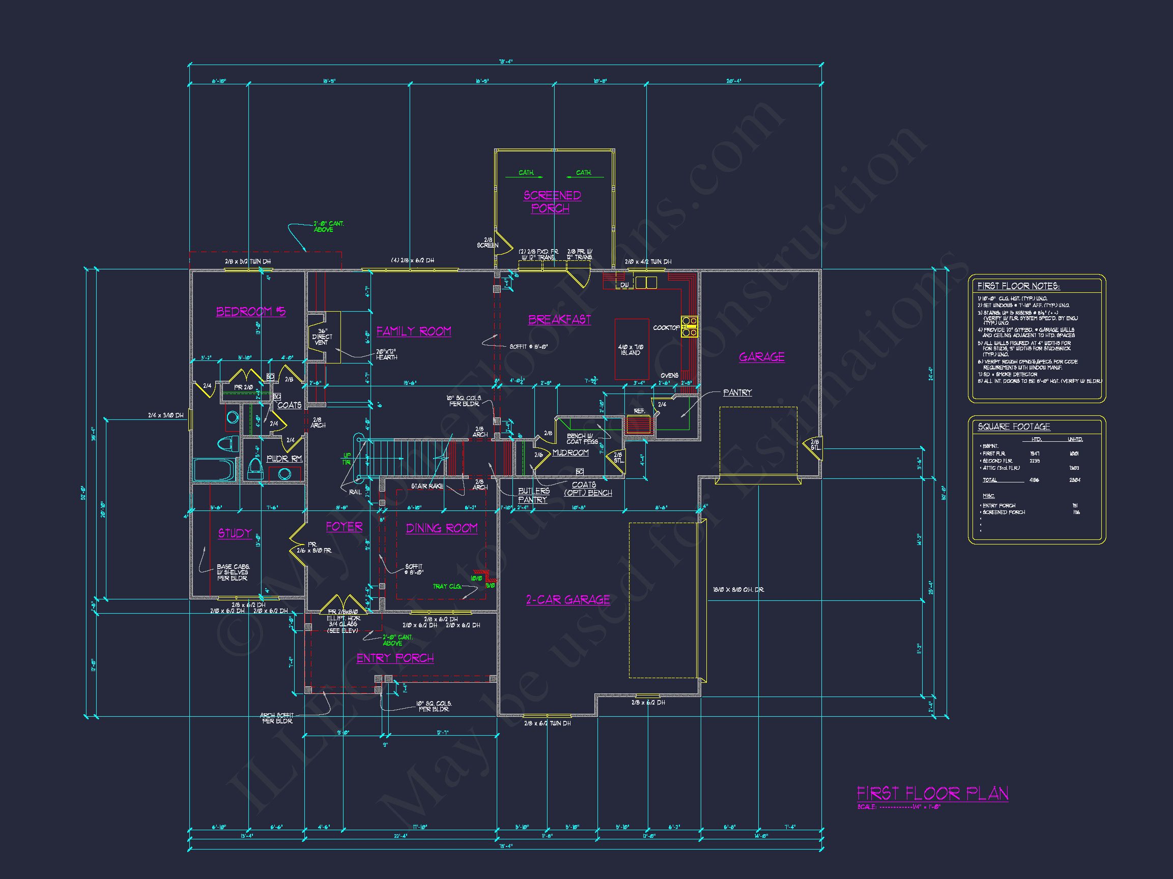 Elegant Home Blueprint – Floor Plan & CAD Architecture Design