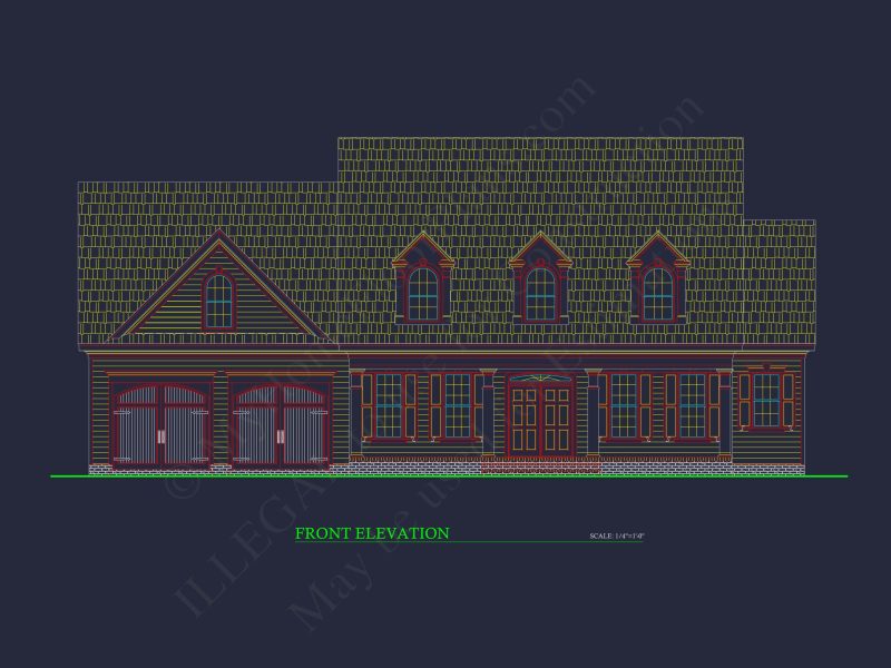 Elegant house CAD Floor Plan: Spacious 4-Bedroom Design