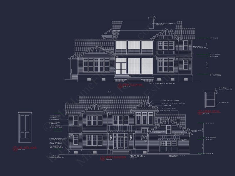 Elegant house CAD Plans with 4 Bedrooms & Craftsman Style Design