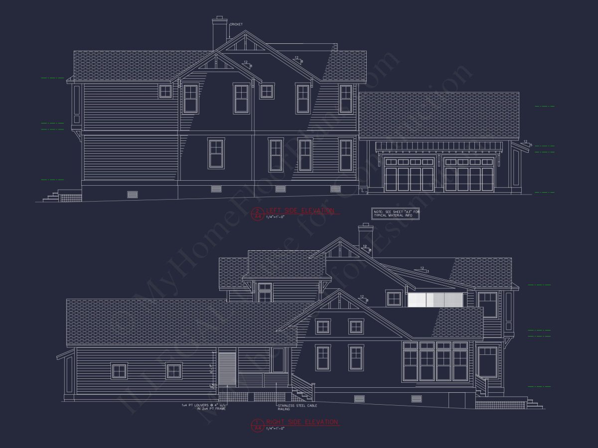Elegant house CAD Plans with 4 Bedrooms & Craftsman Style Design