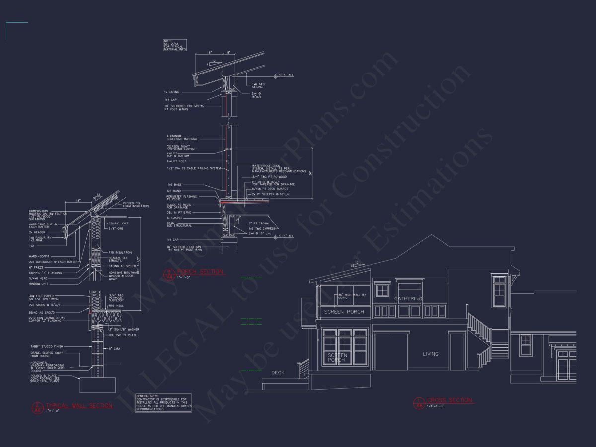 Elegant house CAD Plans with 4 Bedrooms & Craftsman Style Design