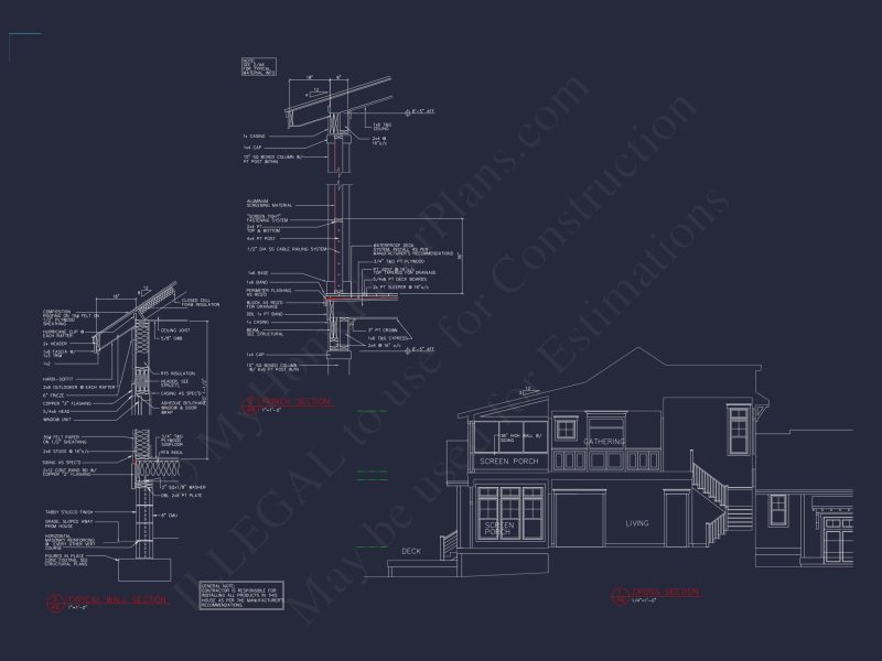 Elegant house CAD Plans with 4 Bedrooms & Craftsman Style Design