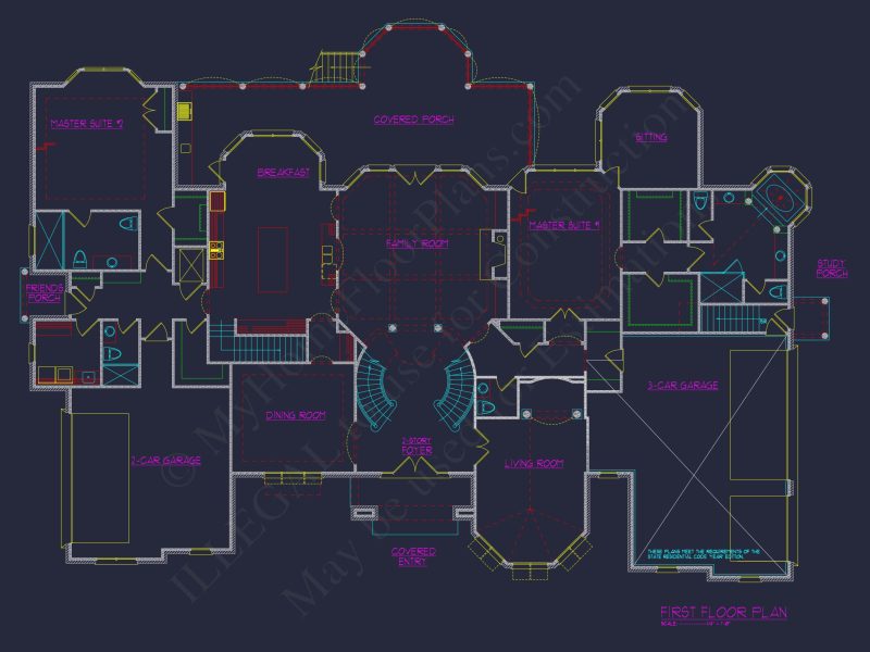Elegant house Design Blueprint with 3 Floors & 7+ Bedrooms