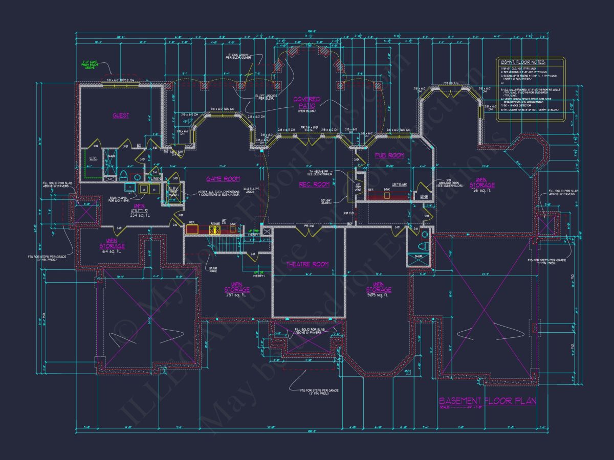 Elegant house Design Blueprint with 3 Floors & 7+ Bedrooms