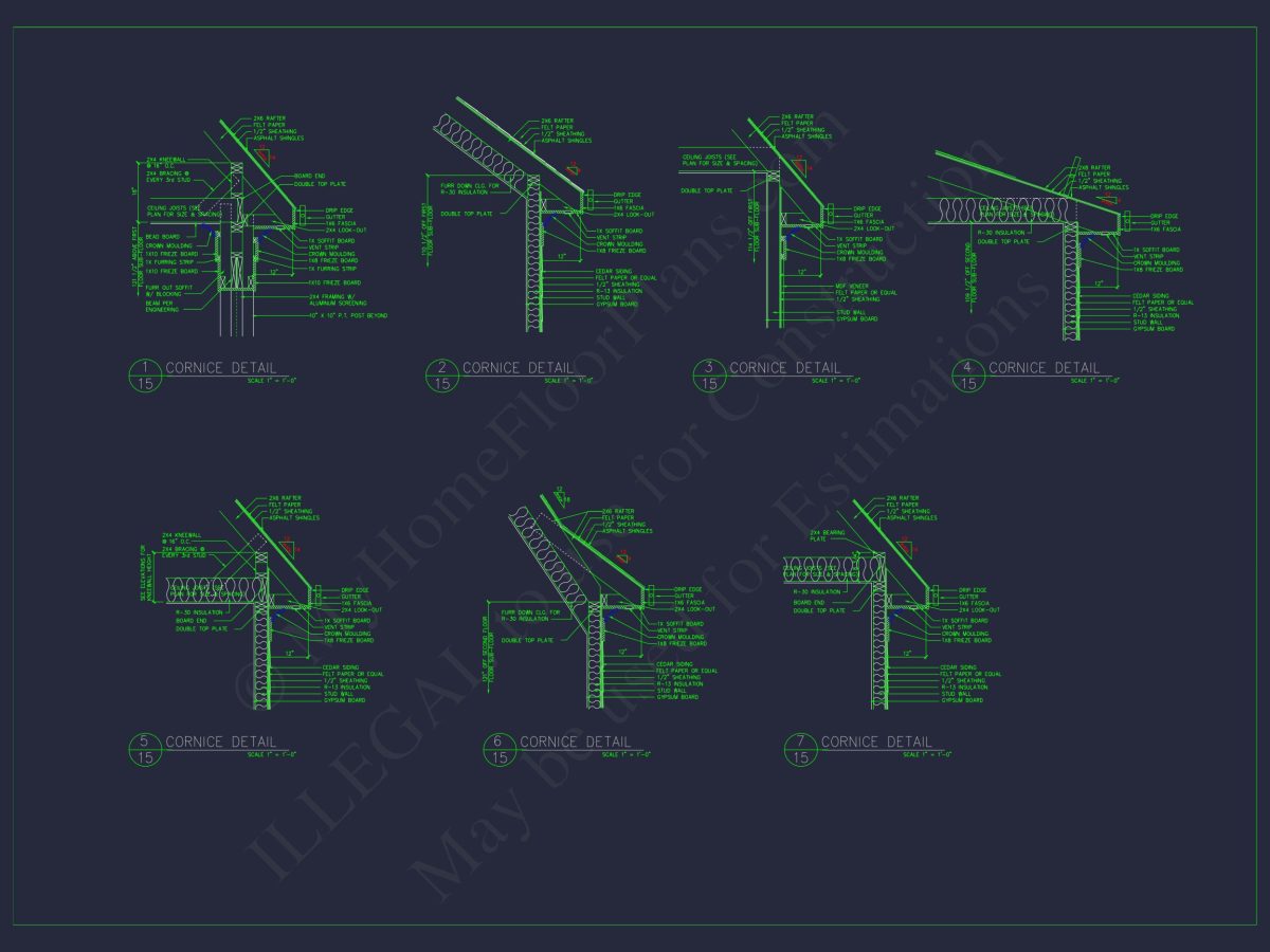 Elegant house Design: CAD Floor Plan with Blueprint & Features