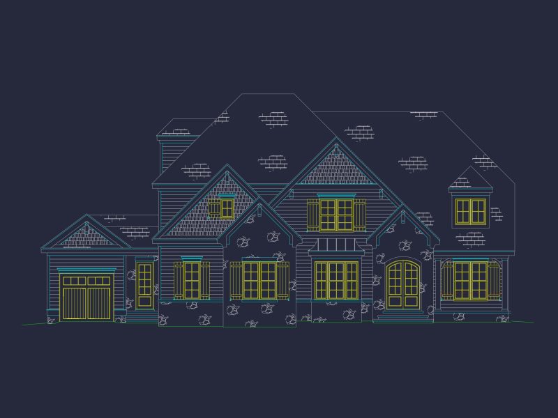 Elegant house Design with CAD Blueprint and Floor Plan Features