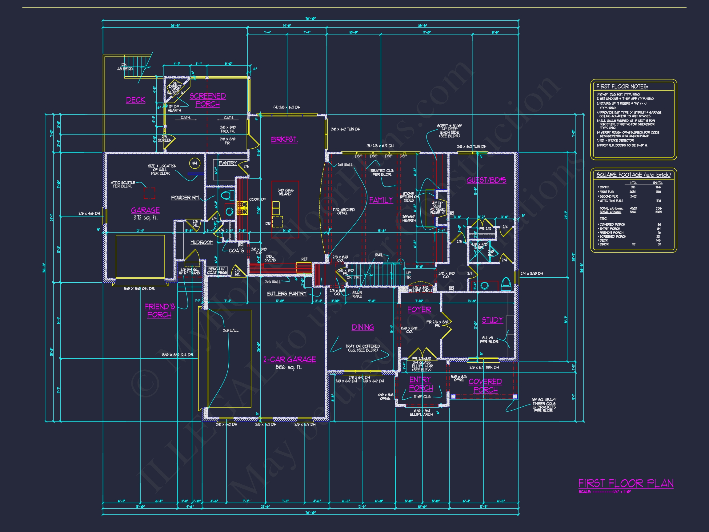 3.5-Story Colonial Farmhouse Blueprint