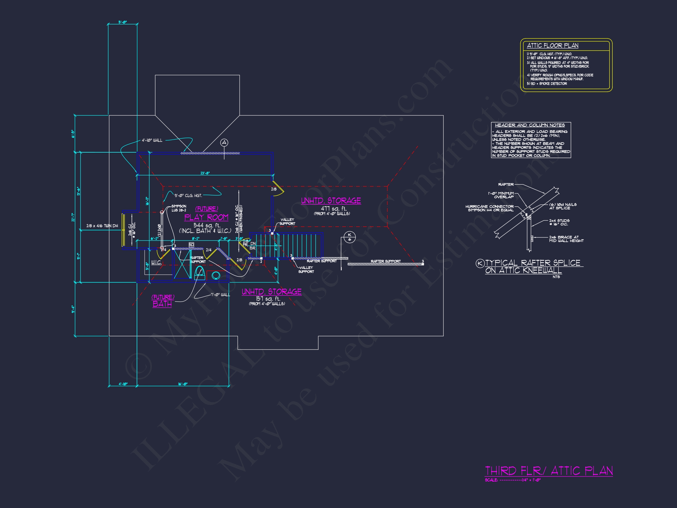 3.5-Story Colonial Farmhouse Blueprint