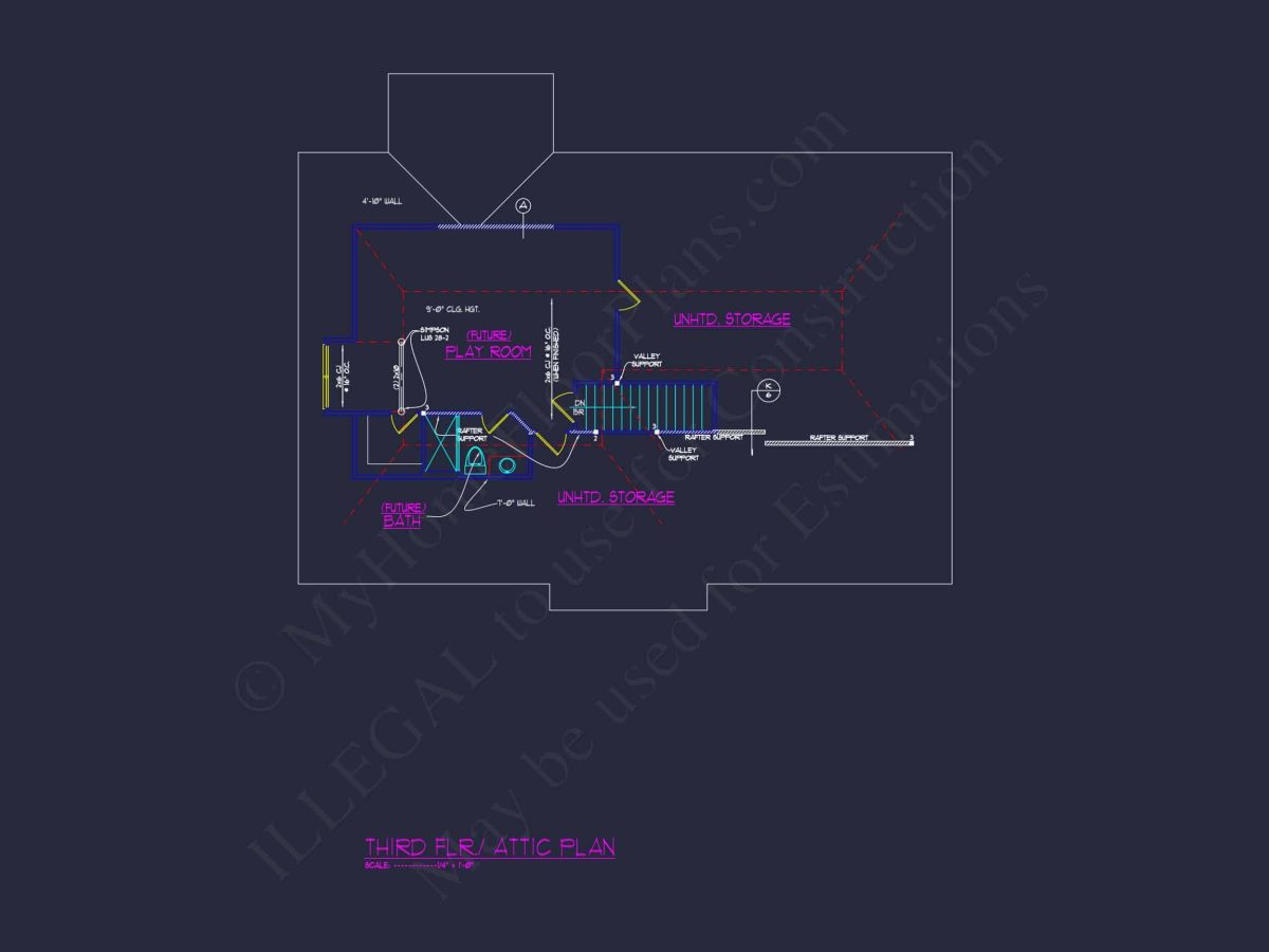 3.5-Story Colonial Farmhouse Blueprint