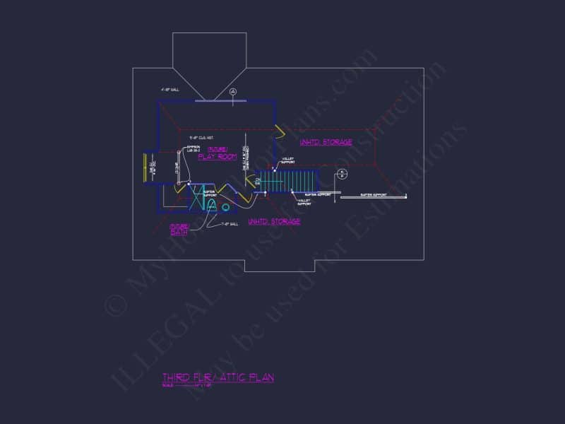 3.5-Story Colonial Farmhouse Blueprint