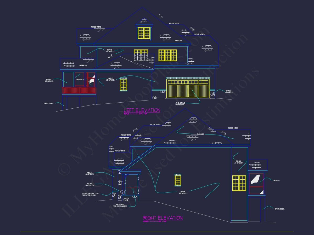 3.5-Story Colonial Farmhouse Blueprint