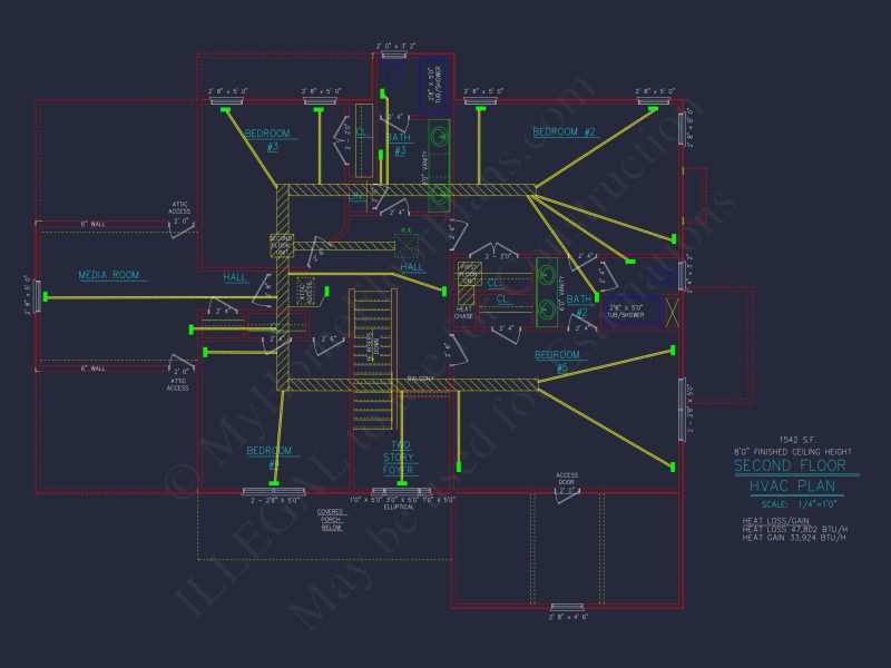 Elegant house Floor Plan - 5 Bedroom CAD Designs & Blueprint