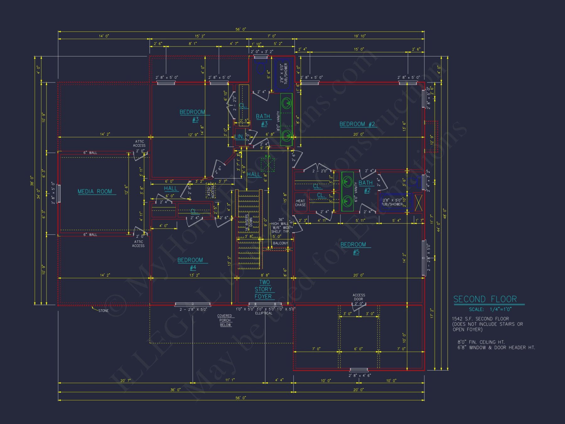 Elegant house Floor Plan - 5 Bedroom CAD Designs & Blueprint