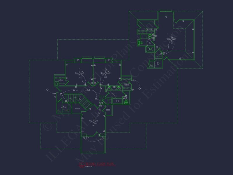Elegant house Floor Plan CAD Design with 1.5-Story Blueprint