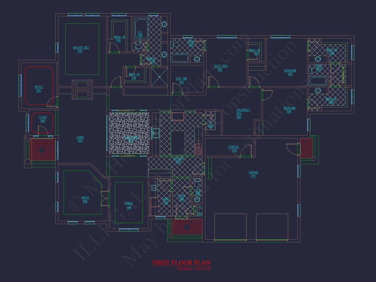 Elegant house Floor Plan in CAD with Blueprint Designs