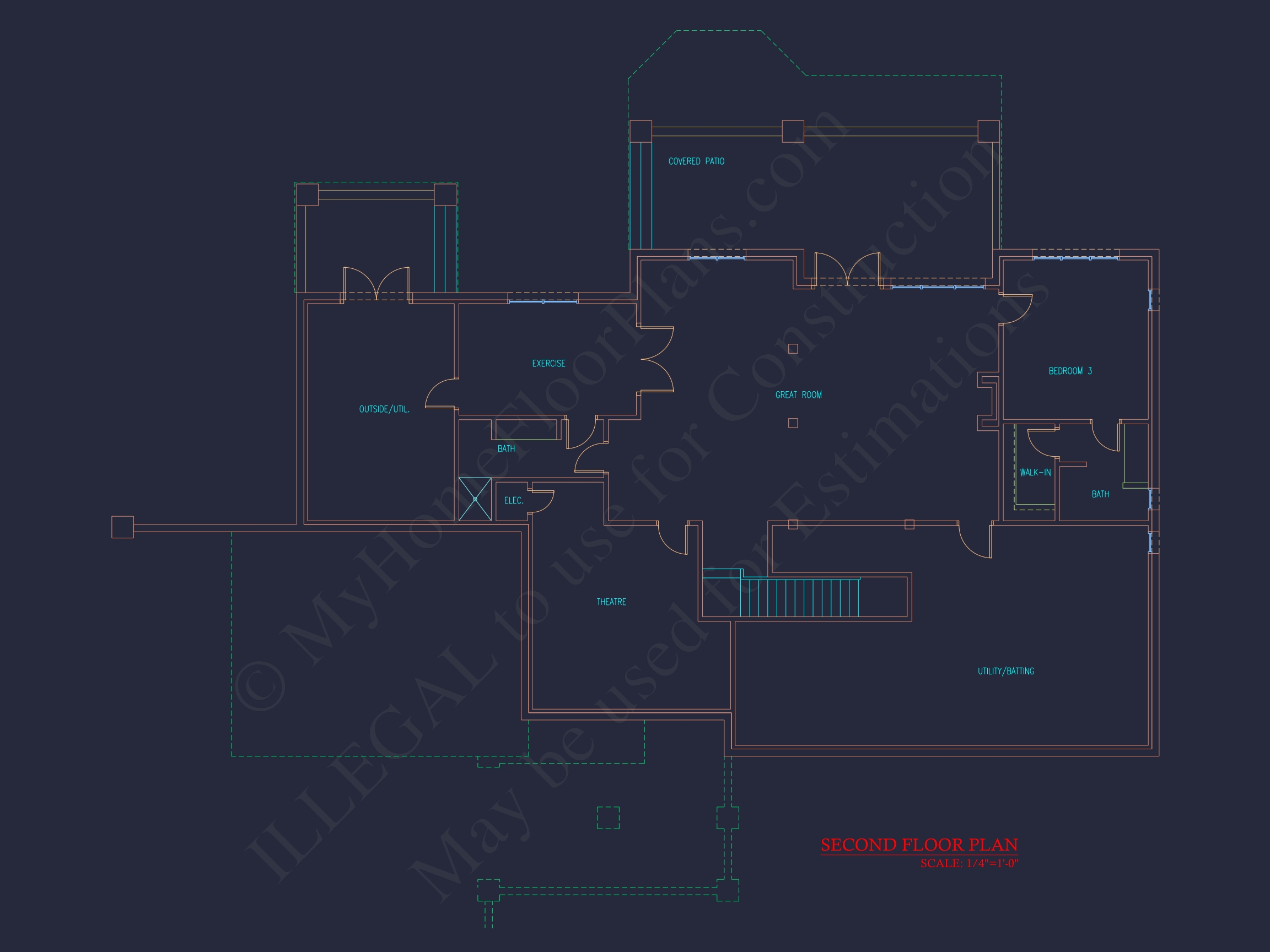 Elegant Home Floor Plan in CAD with Blueprint Designs