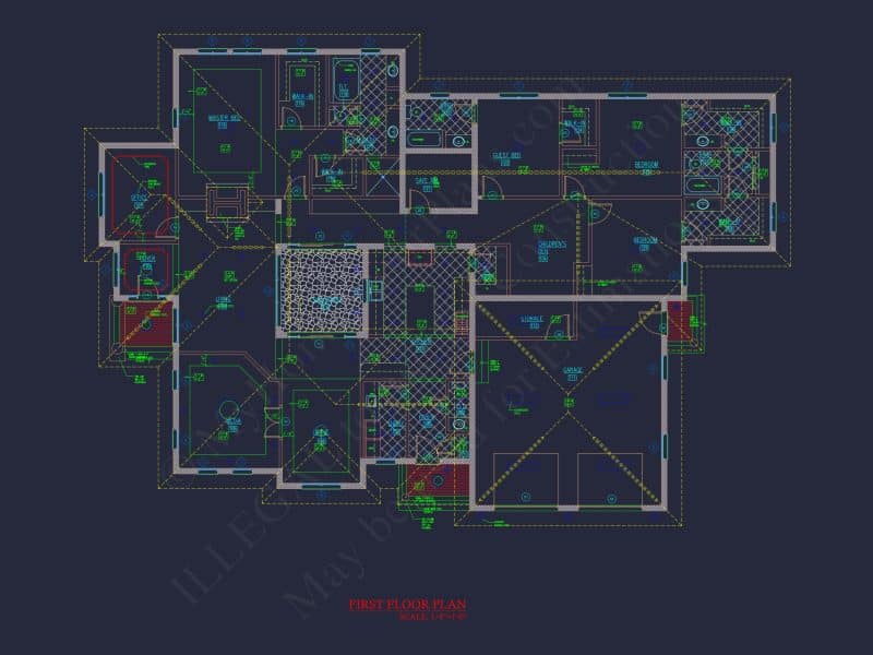 Elegant house Floor Plan in CAD with Blueprint Designs